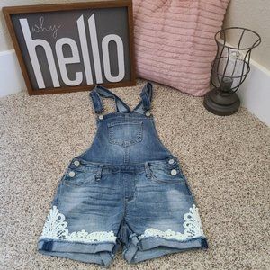 Girls Size: 10, Med Blue Crochet Shortalls